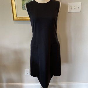 Tory Burch Dress Womens 8 Navy Blue Wool Blend Sleeveless Shift Tulip Hem